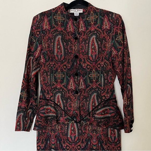 Exquisite 💯 Silk Vintage Hanae Mori Peplum Midi Dress - Picture 3 of 12